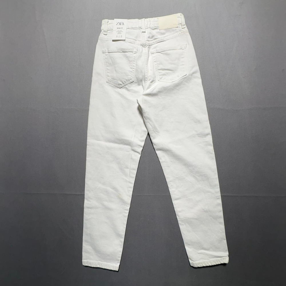Zara Womens High Rise Slim Mom Leg Ankle Comfort Jeans White Size 2 NEW - Picture 16 of 16
